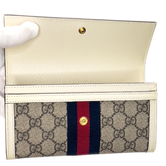 0237JPL Gucci Ophidia GG Continental Wallet Mystic White & GG Supreme Canvas - Picture 8 of 9